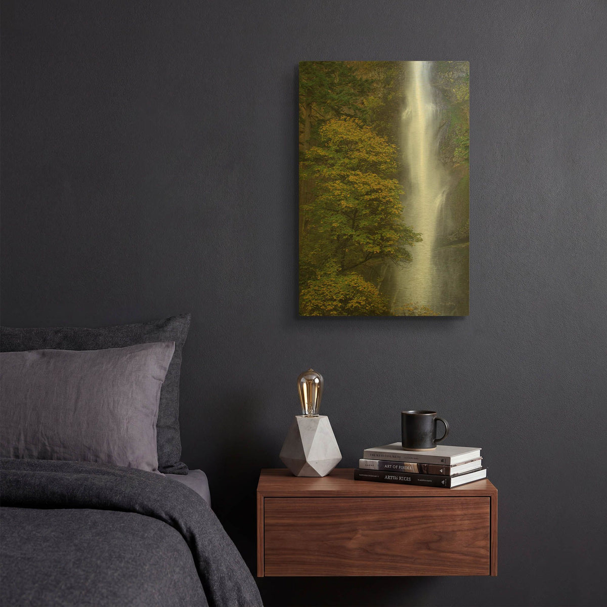 'Multnomah Falls color' By Alan Majchrowicz Gold Metal Wall Art