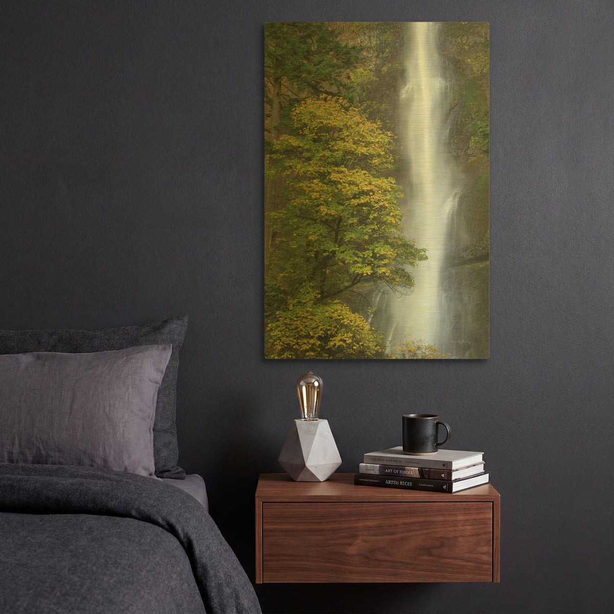 'Multnomah Falls color' By Alan Majchrowicz Gold Metal Wall Art