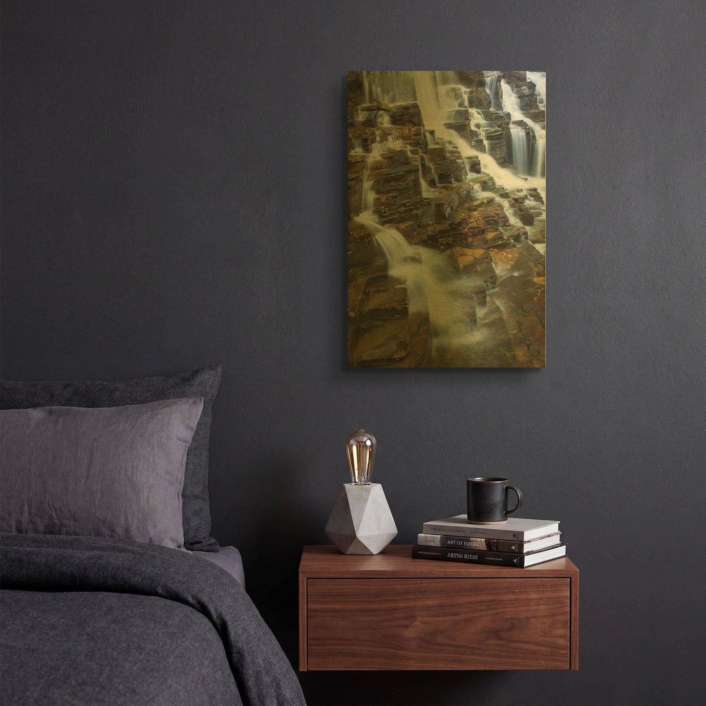 'Falls on McDonald Creek color' By Alan Majchrowicz Gold Metal Wall Art