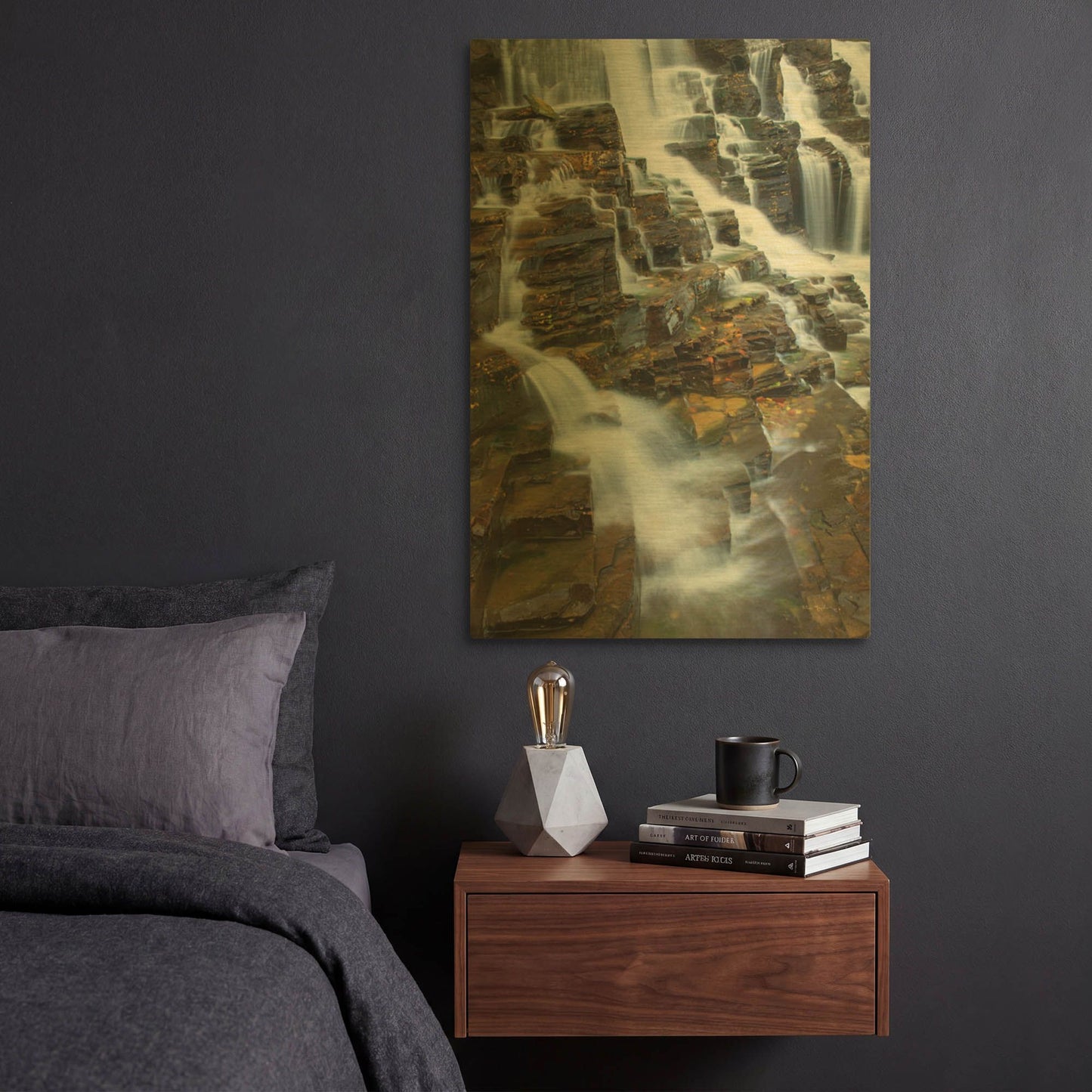 'Falls on McDonald Creek color' By Alan Majchrowicz Gold Metal Wall Art