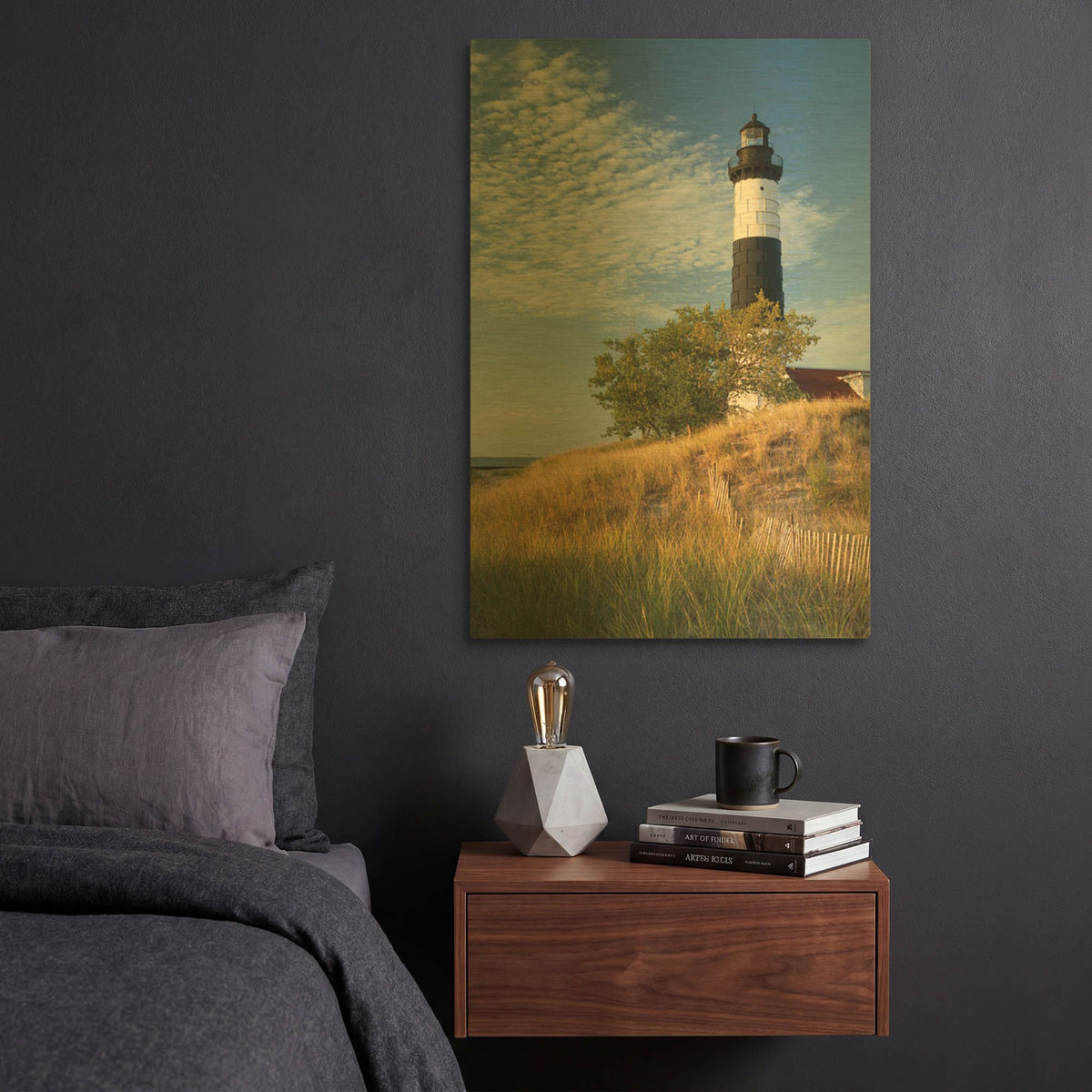'Big Sable Point Lighthouse II' By Alan Majchrowicz Gold Metal Wall Art