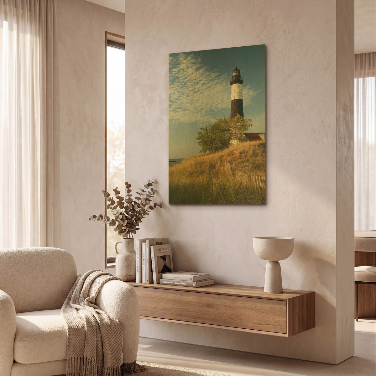 'Big Sable Point Lighthouse II' By Alan Majchrowicz Gold Metal Wall Art