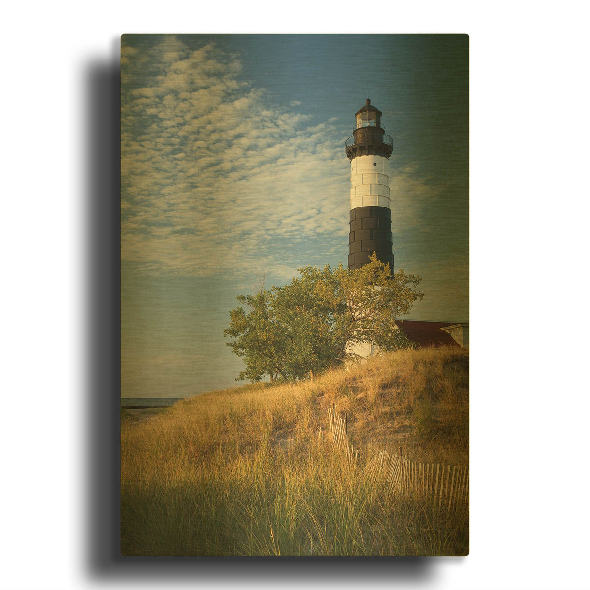 'Big Sable Point Lighthouse II' By Alan Majchrowicz Gold Metal Wall Art