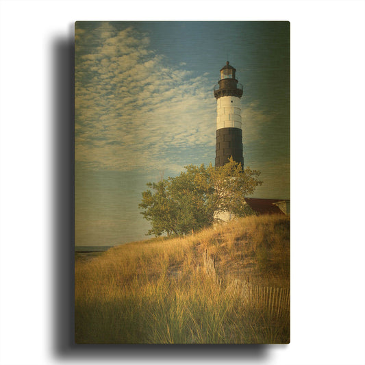 'Big Sable Point Lighthouse II' By Alan Majchrowicz Gold Metal Wall Art