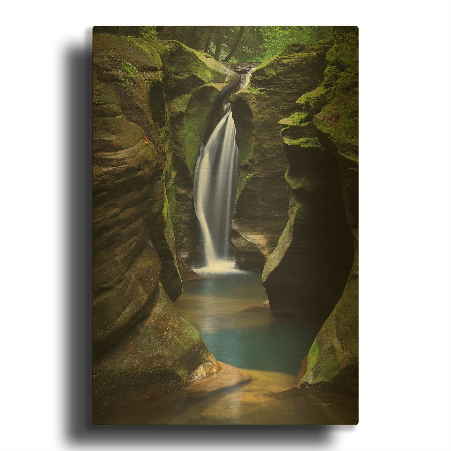 'Corkscrew Falls Ohio' By Alan Majchrowicz Gold Metal Wall Art