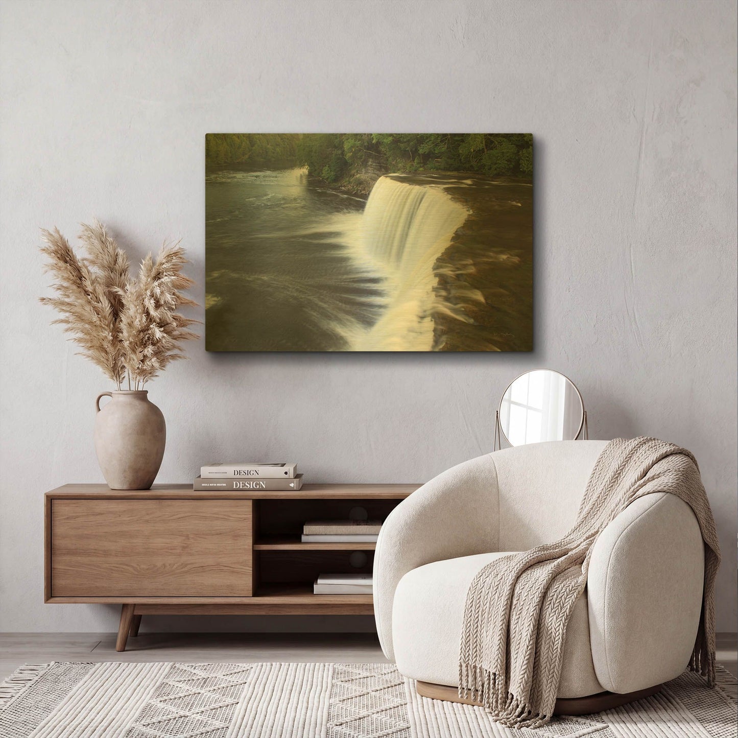 'Tahquamenon Falls Michigan I' By Alan Majchrowicz Gold Metal Wall Art