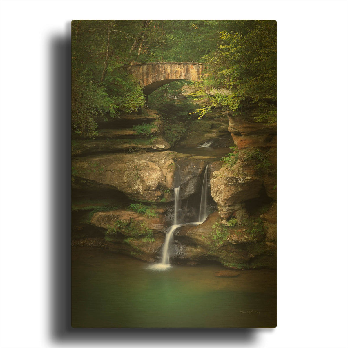 'Upper Falls Old Mans Cave' By Alan Majchrowicz Gold Metal Wall Art