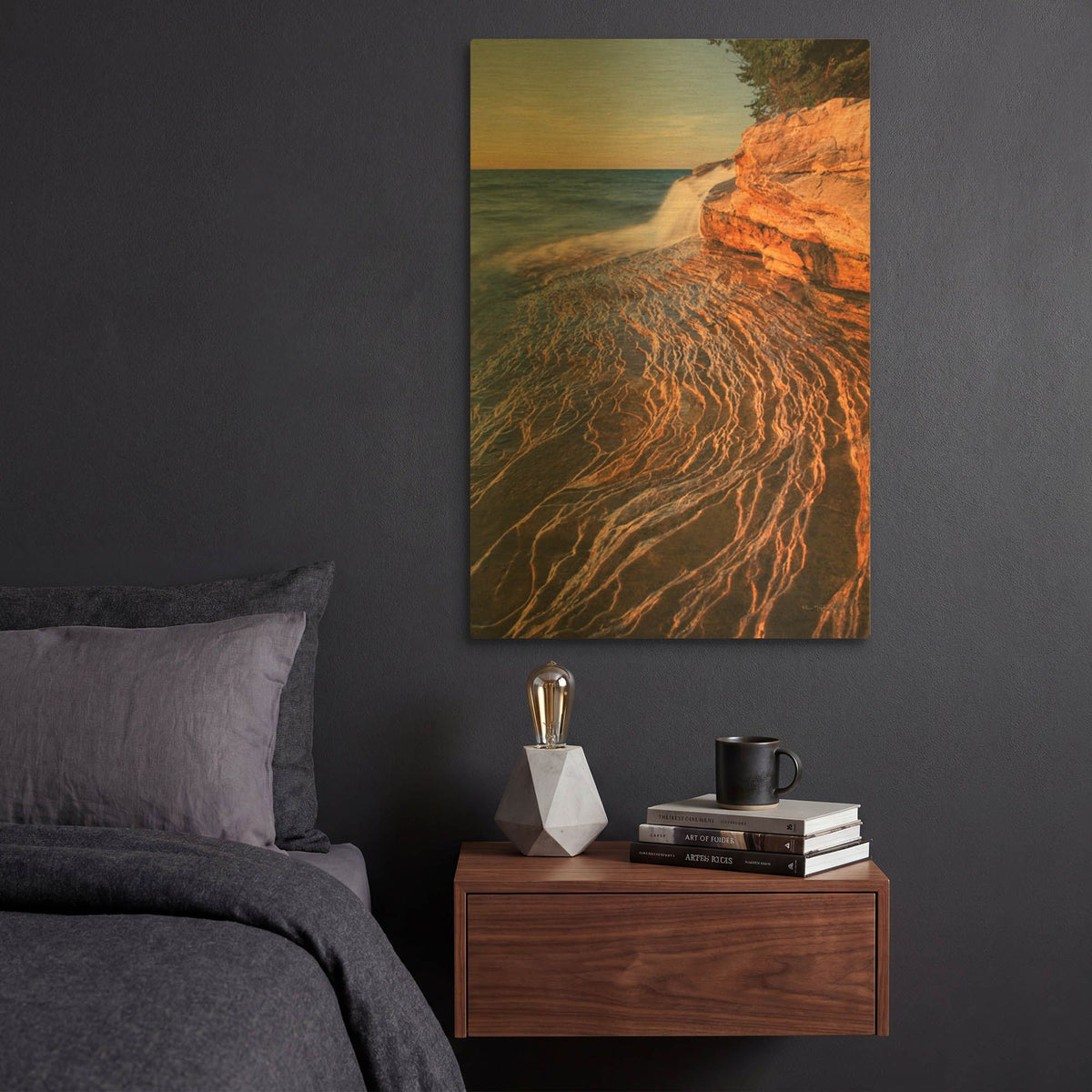 'Pictured Rocks Michigan I' By Alan Majchrowicz Gold Metal Wall Art