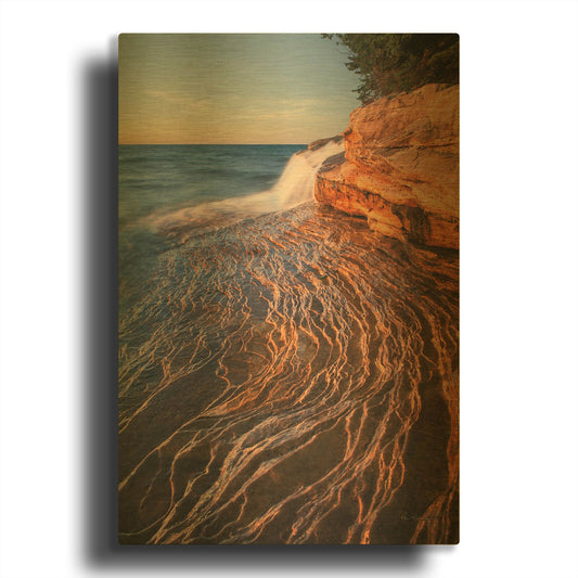 'Pictured Rocks Michigan I' By Alan Majchrowicz Gold Metal Wall Art