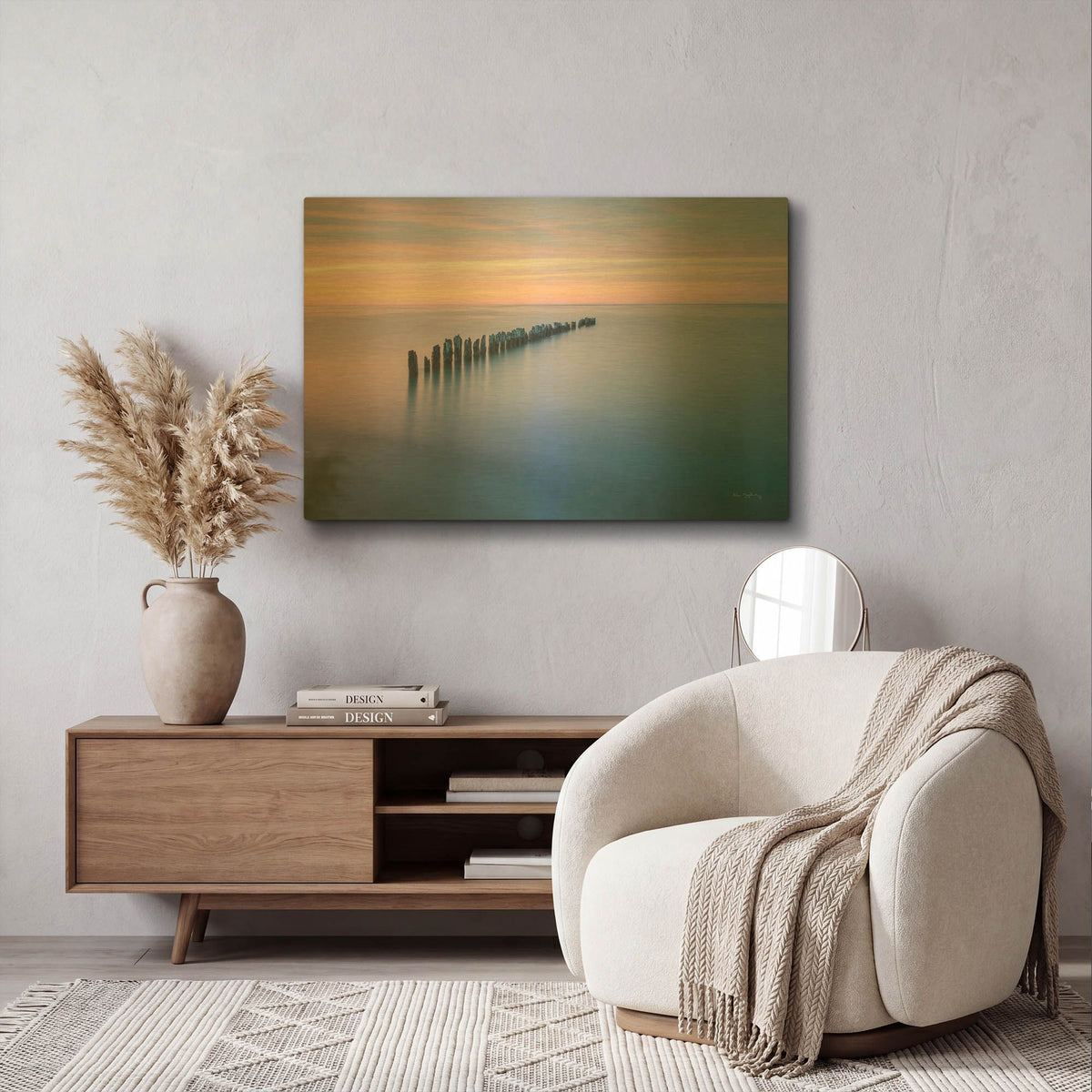 'Lake Superior Old Pier IV' By Alan Majchrowicz Gold Metal Wall Art