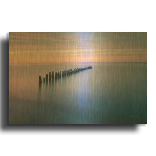 'Lake Superior Old Pier IV' By Alan Majchrowicz Gold Metal Wall Art