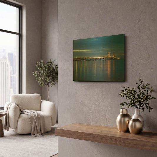 'Mackinac Bridge' By Alan Majchrowicz Gold Metal Wall Art