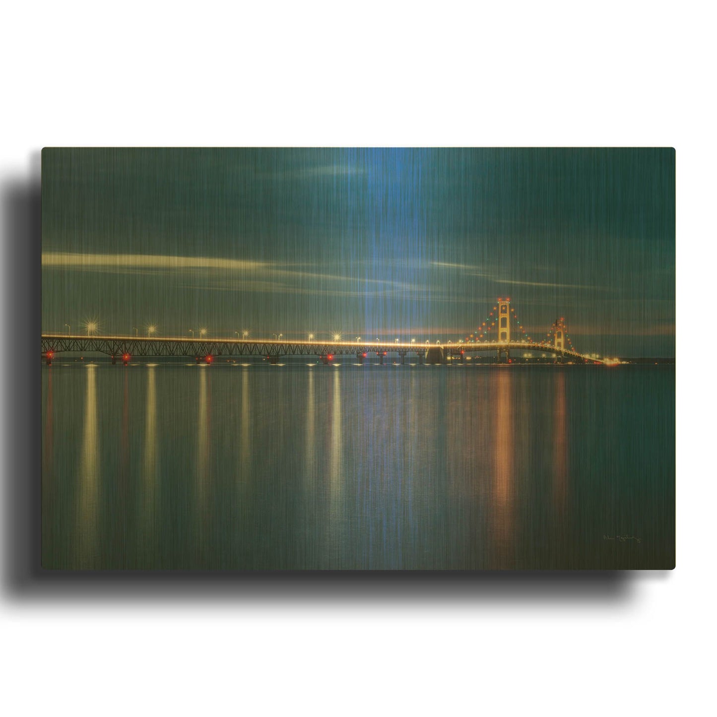 'Mackinac Bridge' By Alan Majchrowicz Gold Metal Wall Art