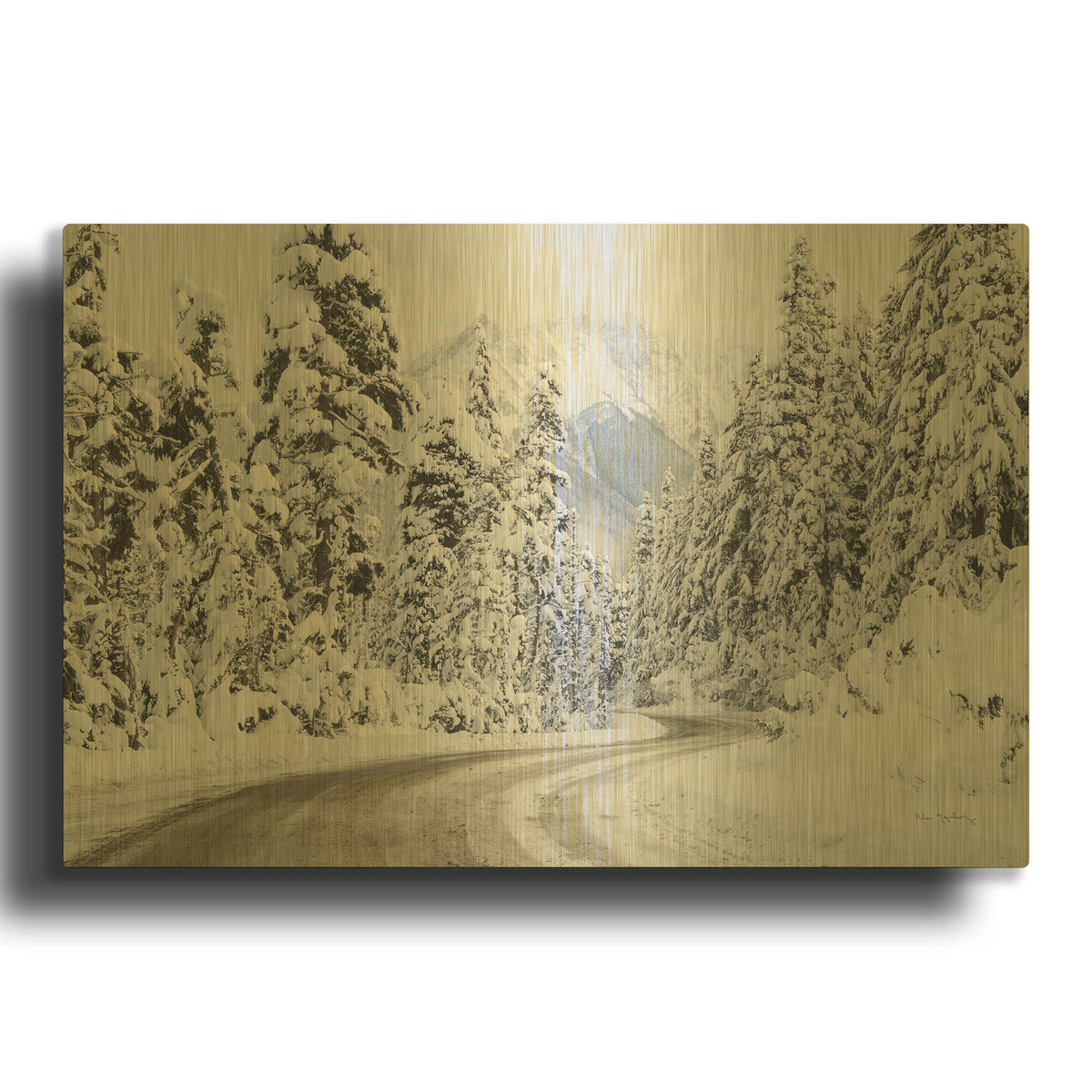 'Mount Baker Highway I' By Alan Majchrowicz Gold Metal Wall Art
