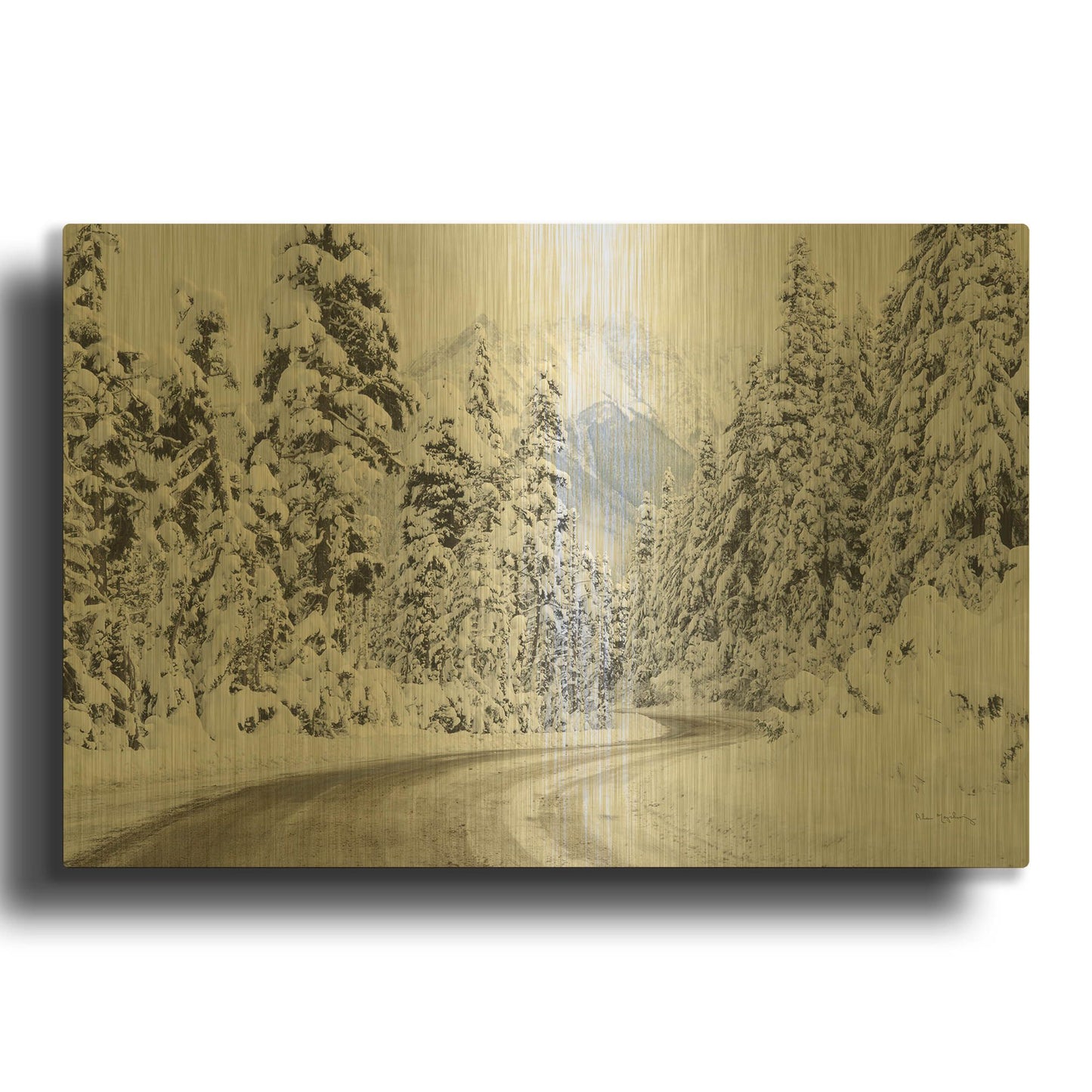 'Mount Baker Highway I' By Alan Majchrowicz Gold Metal Wall Art