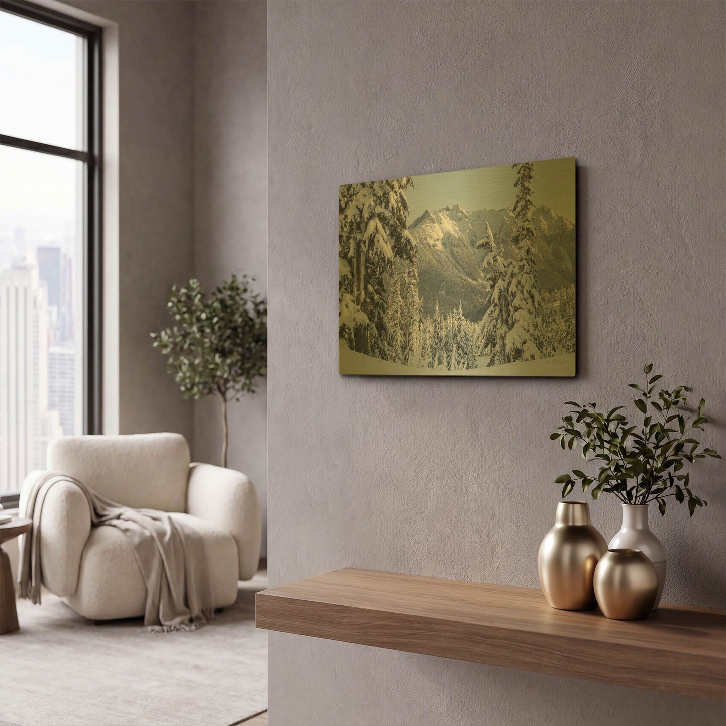 'Nooksack Ridge in Winter' By Alan Majchrowicz Gold Metal Wall Art