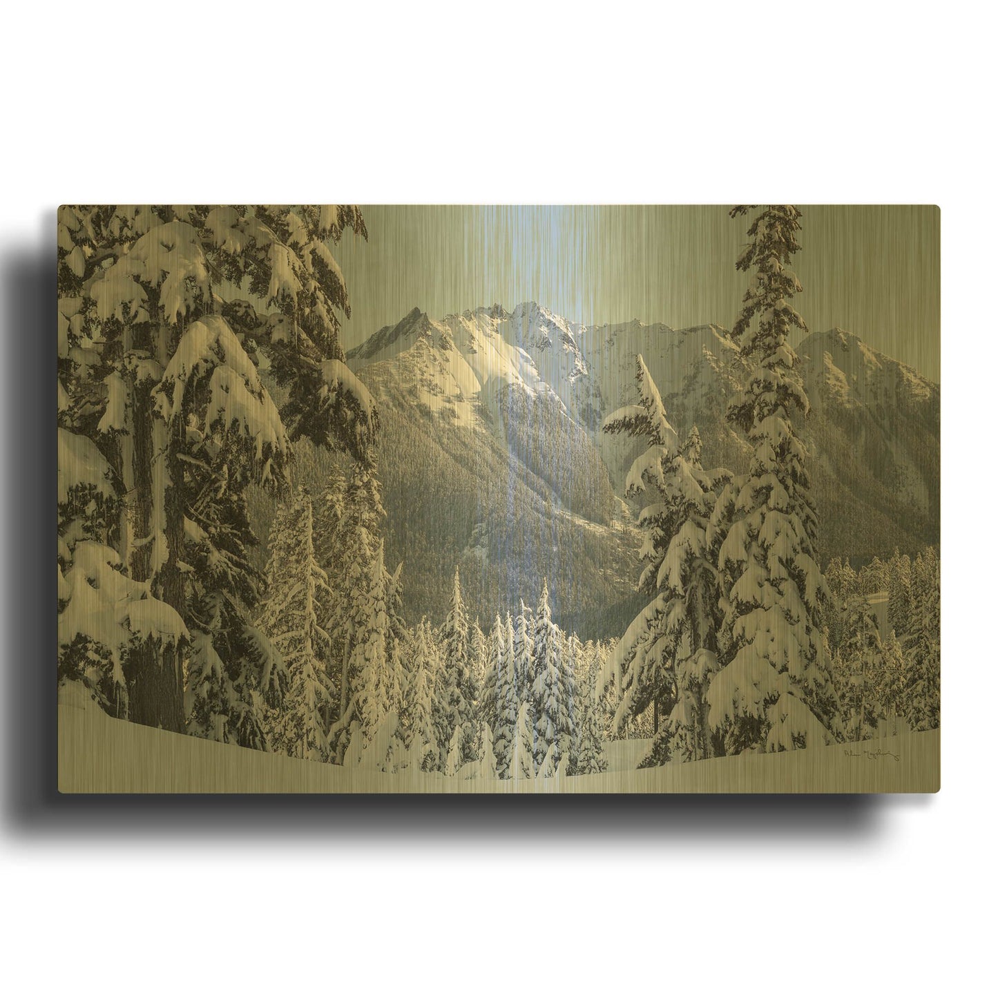 'Nooksack Ridge in Winter' By Alan Majchrowicz Gold Metal Wall Art