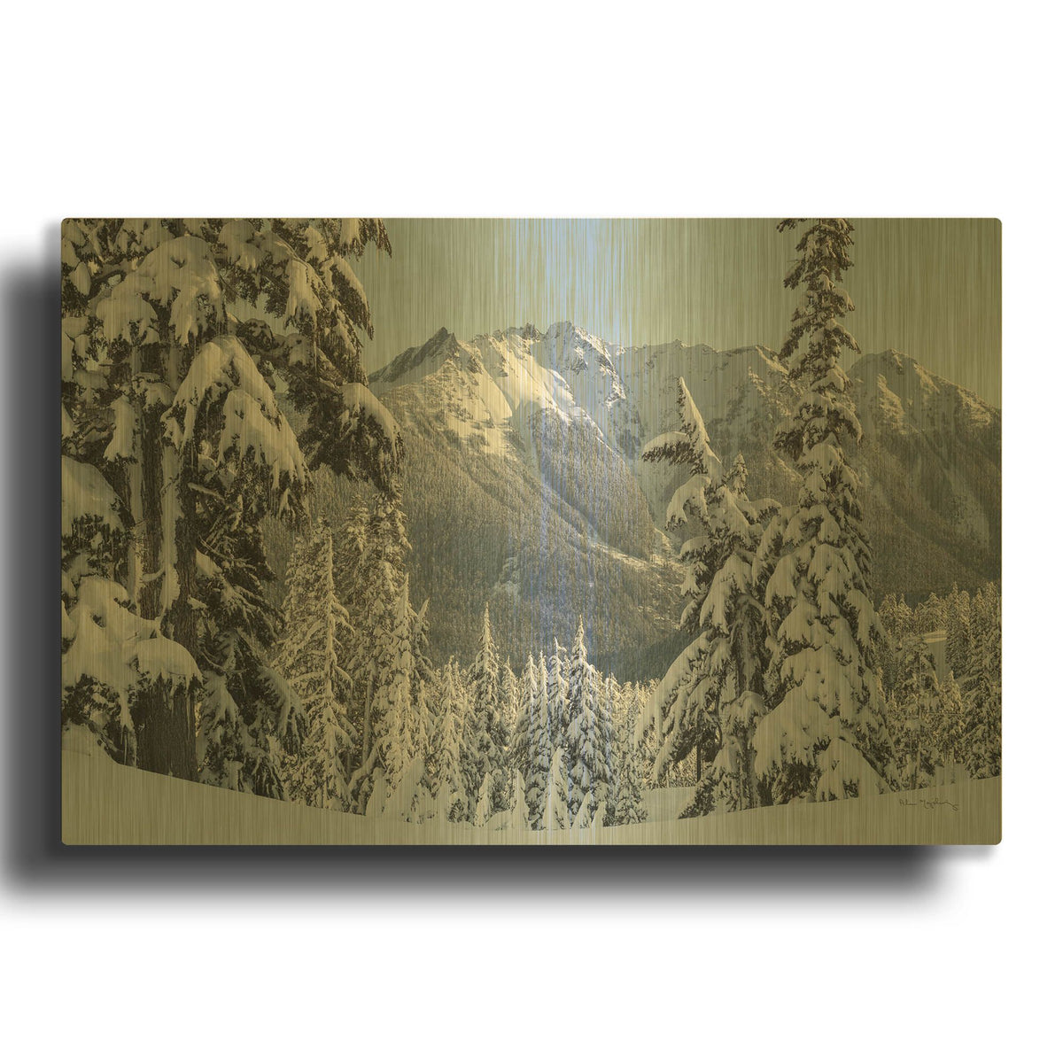 'Nooksack Ridge in Winter' By Alan Majchrowicz Gold Metal Wall Art