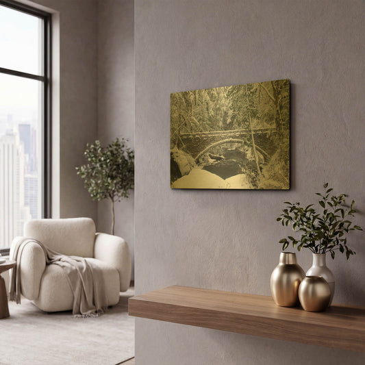 'Whatcom Creek Bridge' By Alan Majchrowicz Gold Metal Wall Art