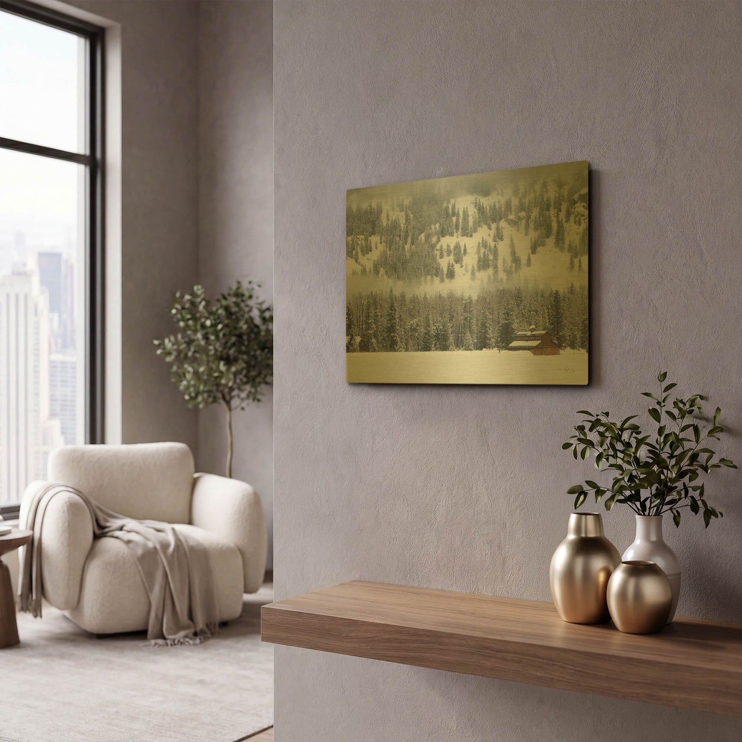 'Methow Valley Barn' By Alan Majchrowicz Gold Metal Wall Art