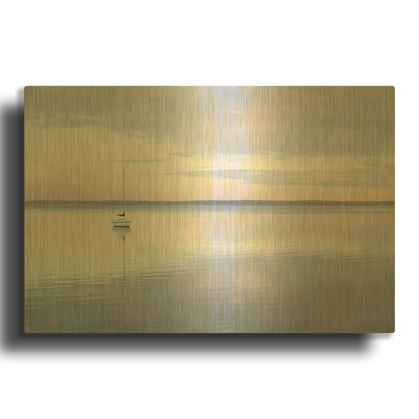 'Sailboat in Bellingham Bay I' By Alan Majchrowicz Gold Metal Wall Art