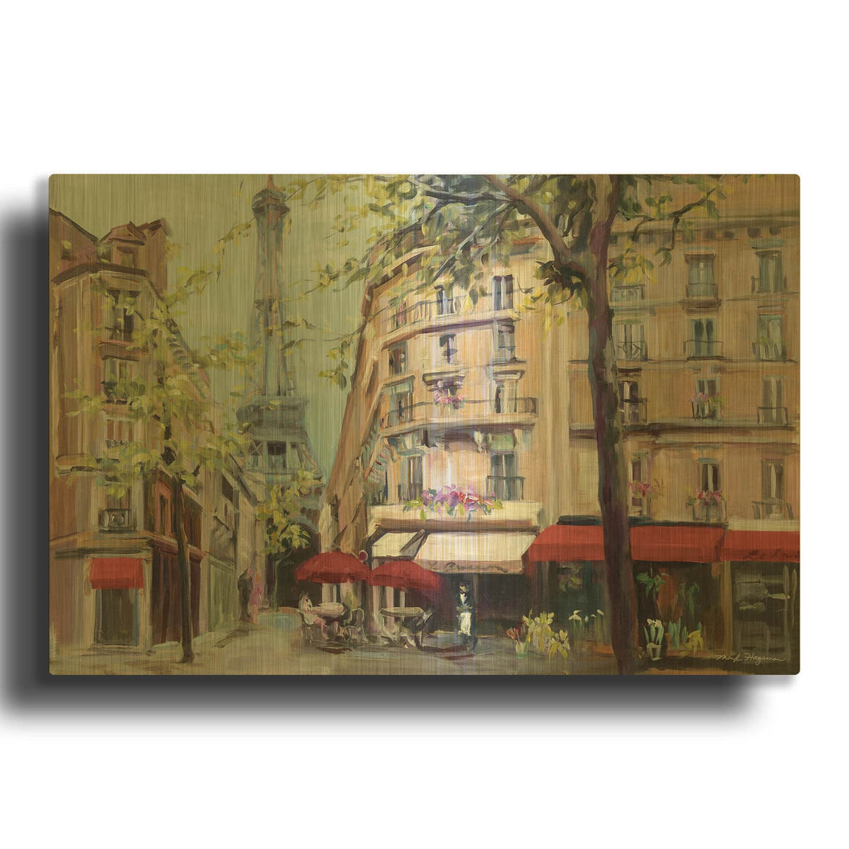 'Springtime in Paris' By Marilyn Borglum Gold Metal Wall Art