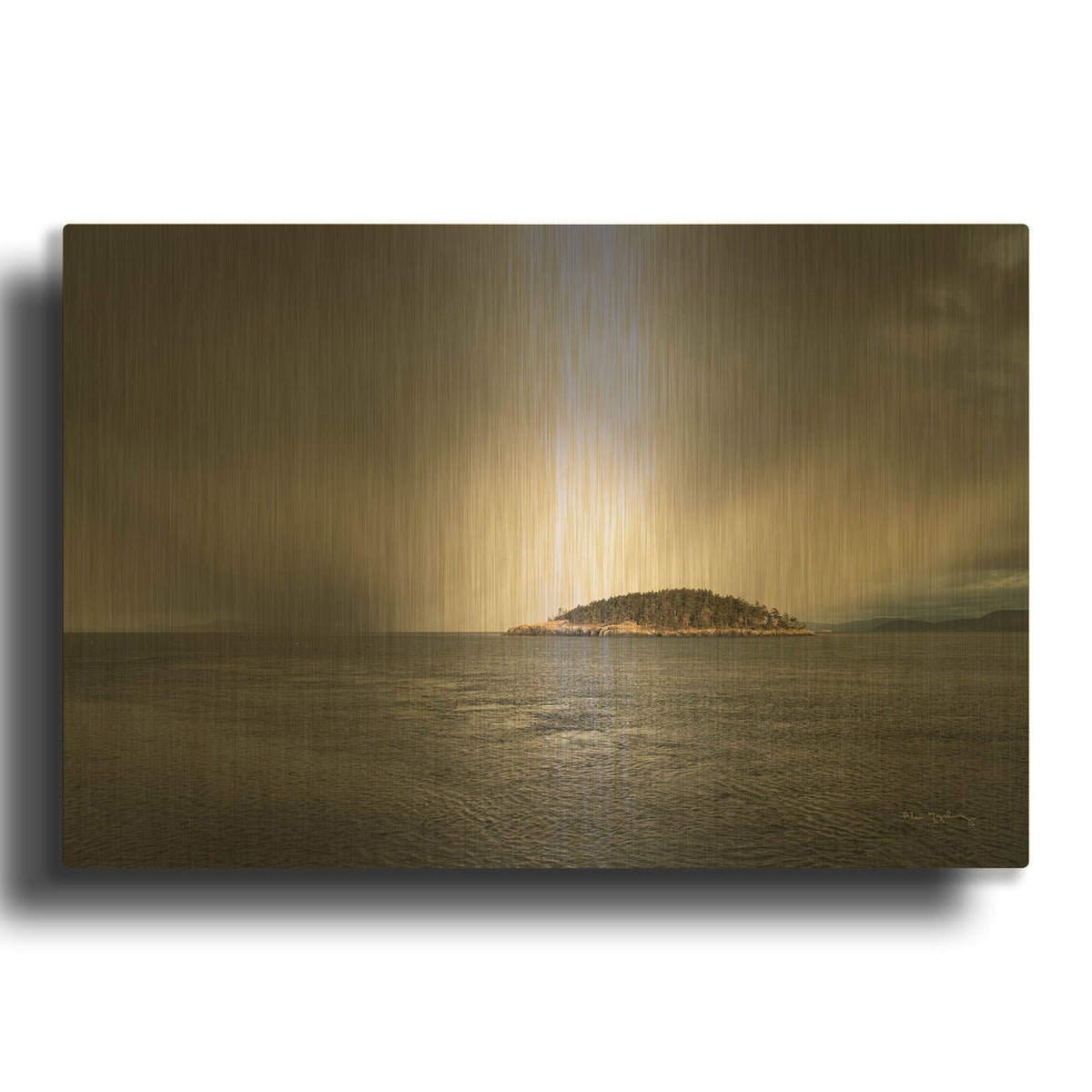 'Deception Pass Island' By Alan Majchrowicz Gold Metal Wall Art