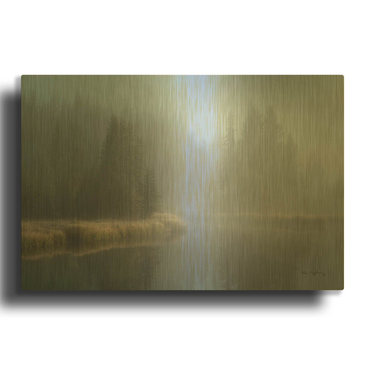 'Grand Teton Lake Fog' By Alan Majchrowicz Gold Metal Wall Art