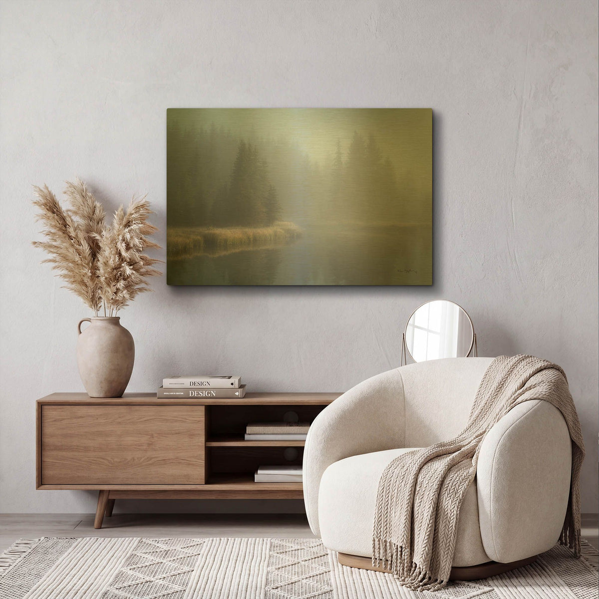 'Grand Teton Lake Fog' By Alan Majchrowicz Gold Metal Wall Art