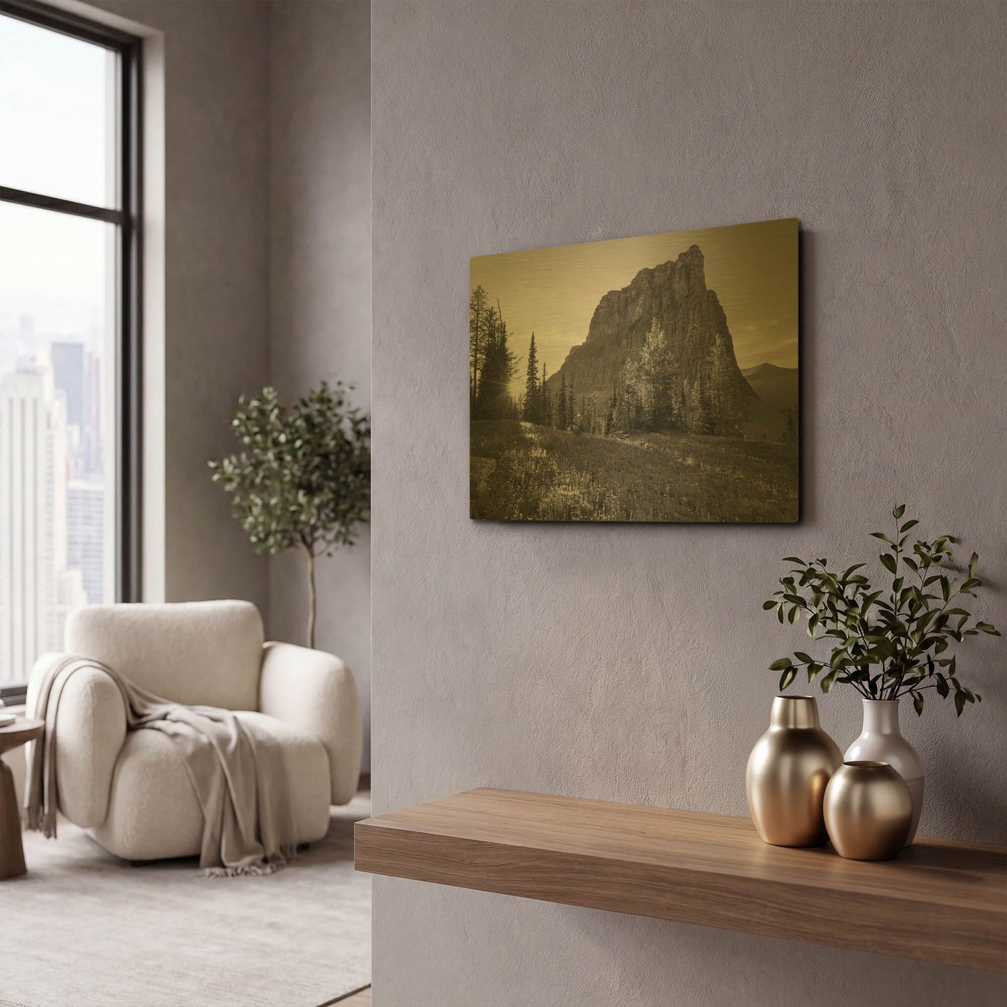 'Boulder Pass Glacier National Park BW' By Alan Majchrowicz Gold Metal Wall Art