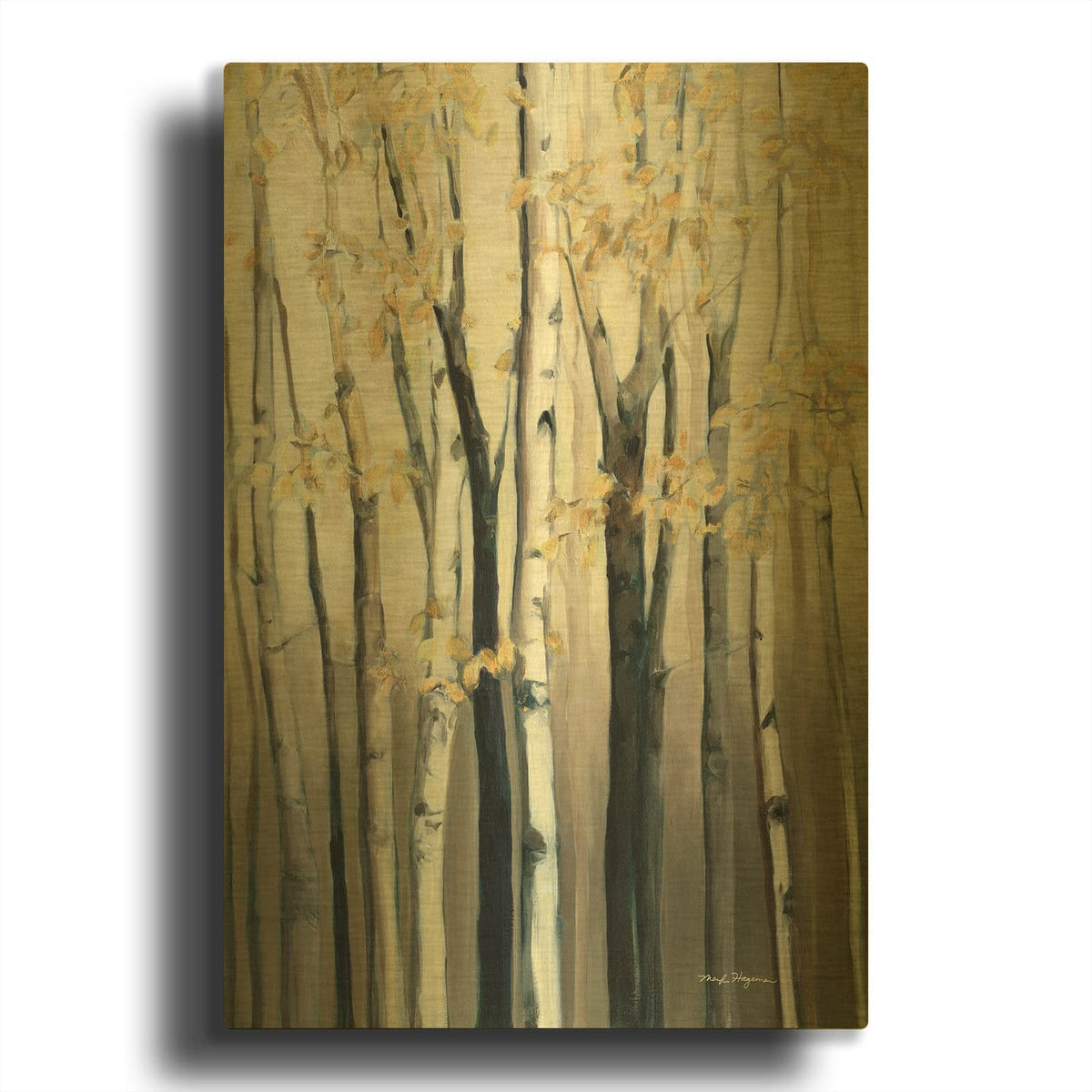 'Golden Birch I' By Marilyn Borglum Gold Metal Wall Art