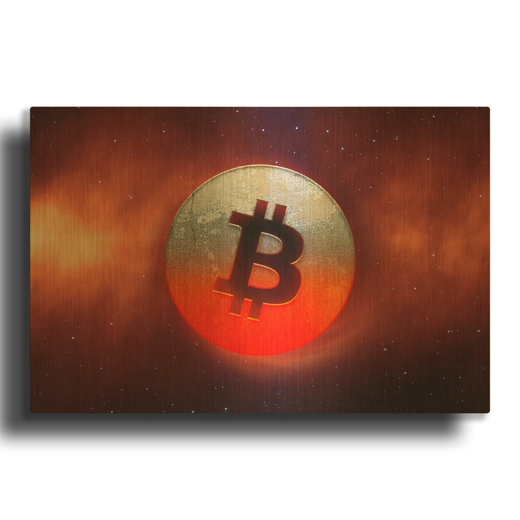 'Cosmic Crypto Bitcoin' By Epic Portfolio Gold Metal Wall Art