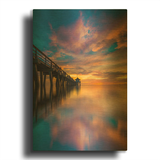 'Florida Sunsets' By Edin Chavez Gold Metal Wall Art