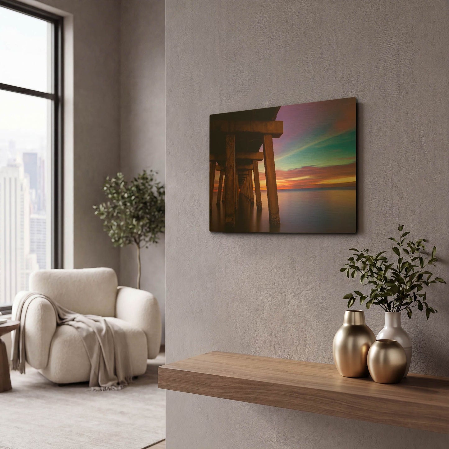 'Under the Bridge' By Edin Chavez Gold Metal Wall Art