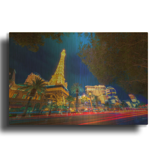 'Paris of Las Vegas' By Edin Chavez Gold Metal Wall Art