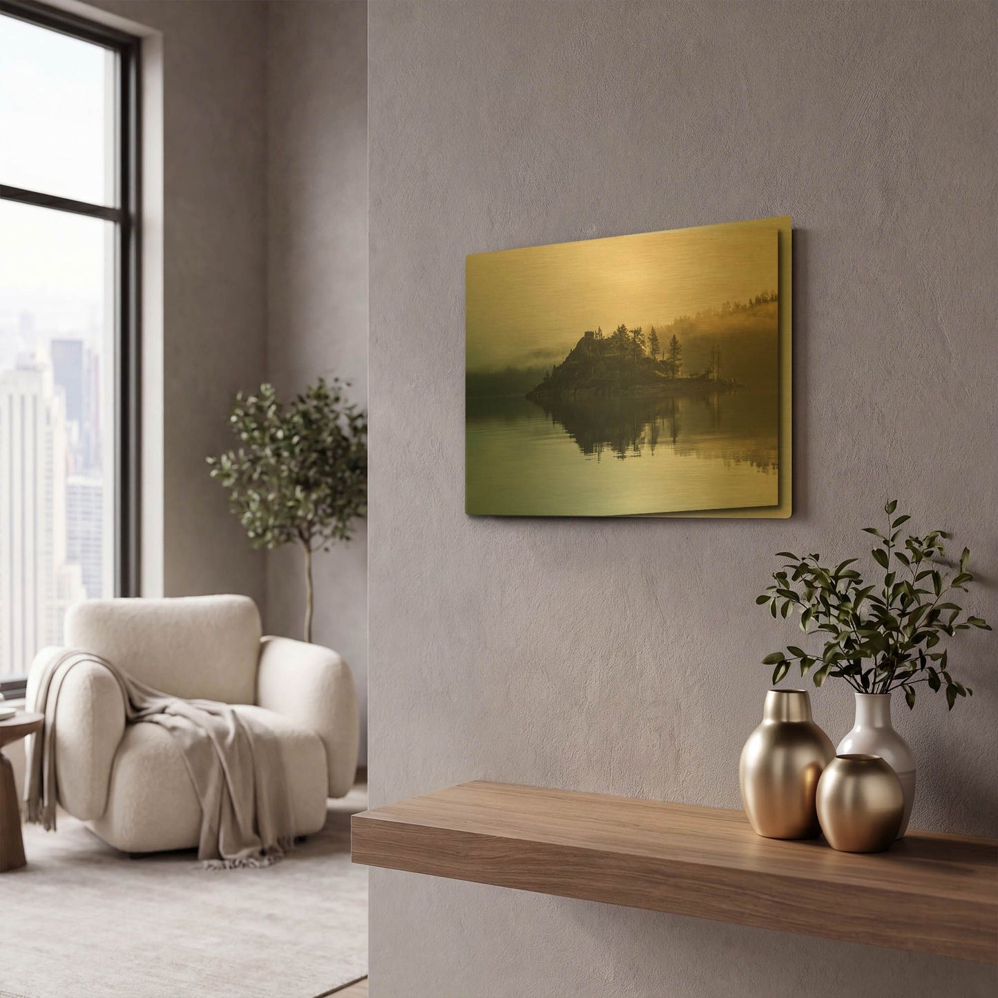 'Mystic of Lake Tahoe' By Edin Chavez Gold Metal Wall Art