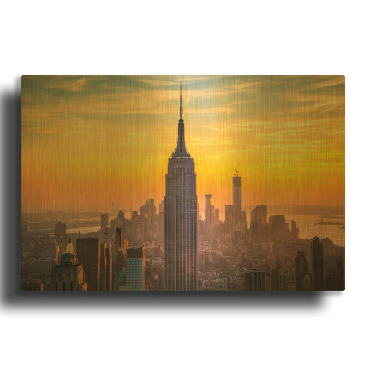 'Yellow Empire' By Edin Chavez Gold Metal Wall Art