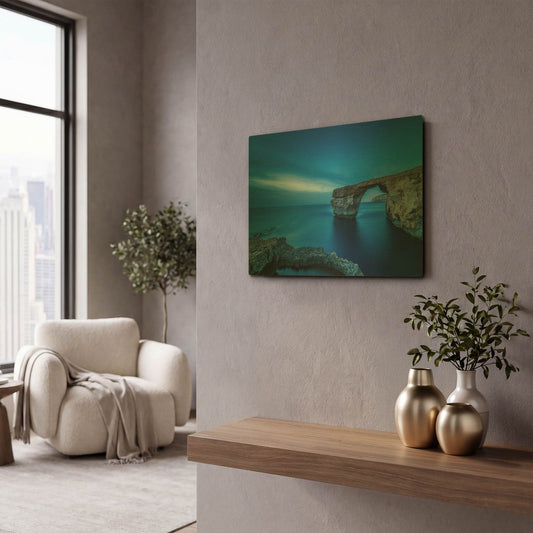 'Cobalt Gate' By Edin Chavez Gold Metal Wall Art
