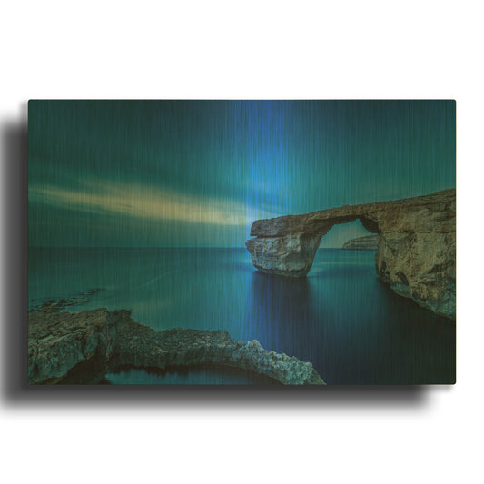 'Cobalt Gate' By Edin Chavez Gold Metal Wall Art