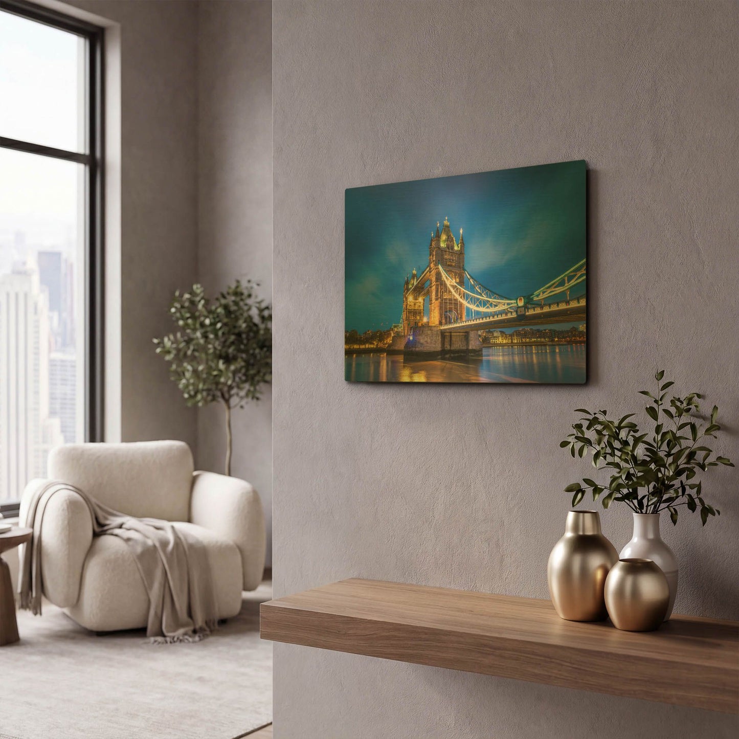 'London Bridge' By Edin Chavez Gold Metal Wall Art
