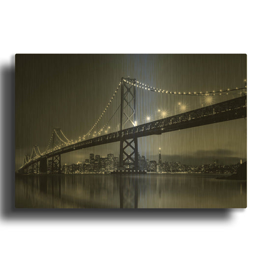 'Oakland Bridge' By Edin Chavez Gold Metal Wall Art