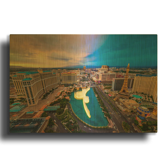 'Aerial Las Vegas' By Edin Chavez Gold Metal Wall Art