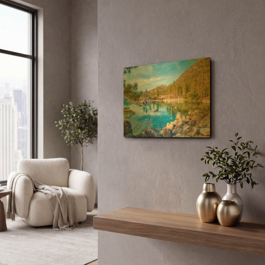 'Majestic Lake Tahoe' By Edin Chavez Gold Metal Wall Art