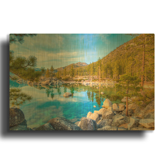 'Majestic Lake Tahoe' By Edin Chavez Gold Metal Wall Art