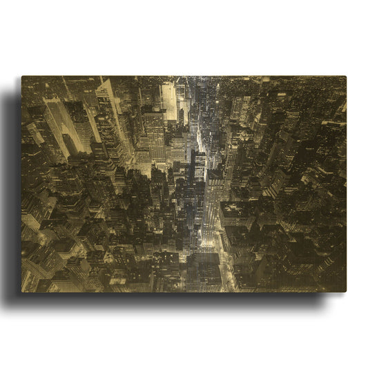 'Concrete Jungle of New York' By Edin Chavez Gold Metal Wall Art