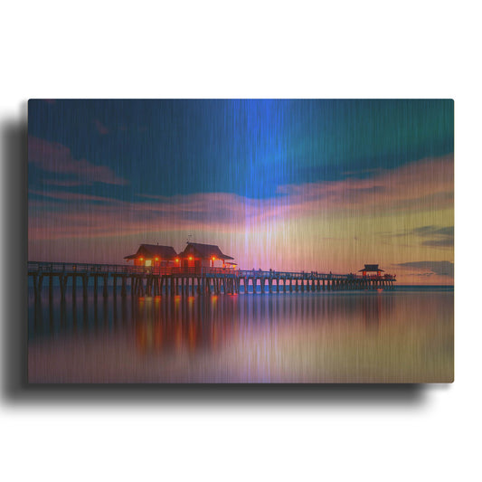 'Violet Pier' By Edin Chavez Gold Metal Wall Art