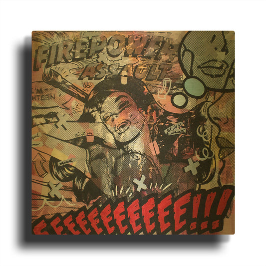 'Firepower Assault' By Dan Monteavaro Gold Metal Wall Art