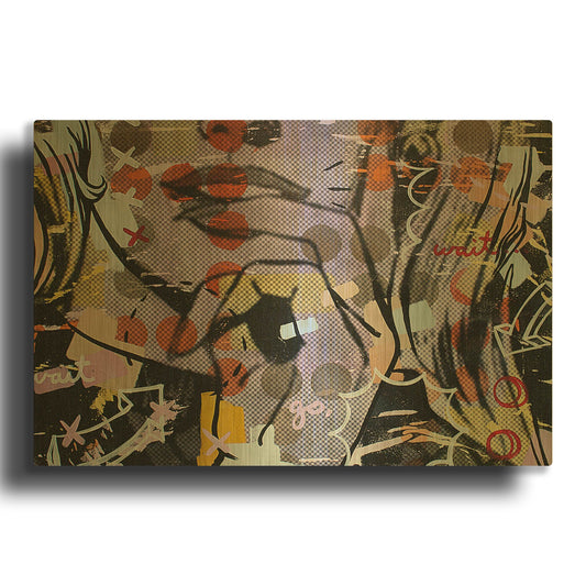'Wait Wait Go 1' By Dan Monteavaro Gold Metal Wall Art