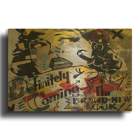 'New Look 1' By Dan Monteavaro Gold Metal Wall Art