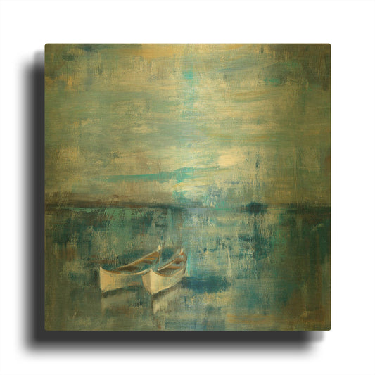 'Two Boats' By Silvia Vassileva Gold Metal Wall Art